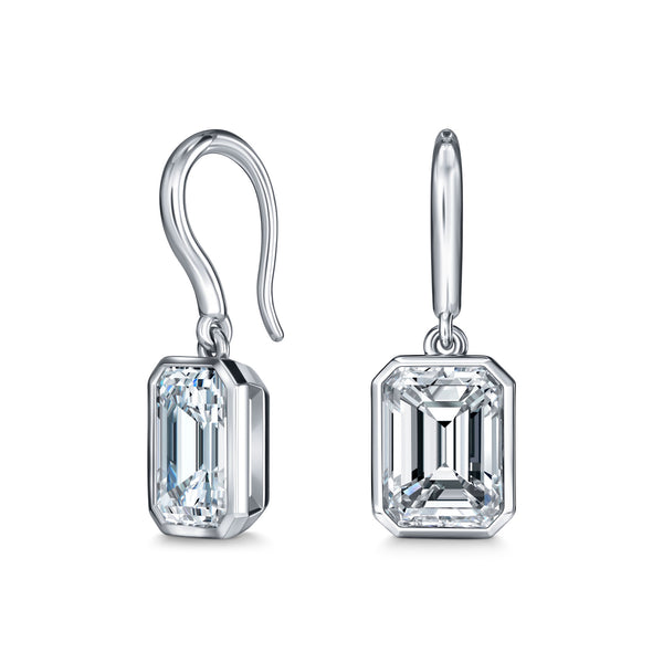 French Drop Bezel Set Diamond Earrings