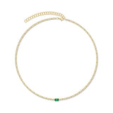 Diamond and Emerald Tennis Necklace