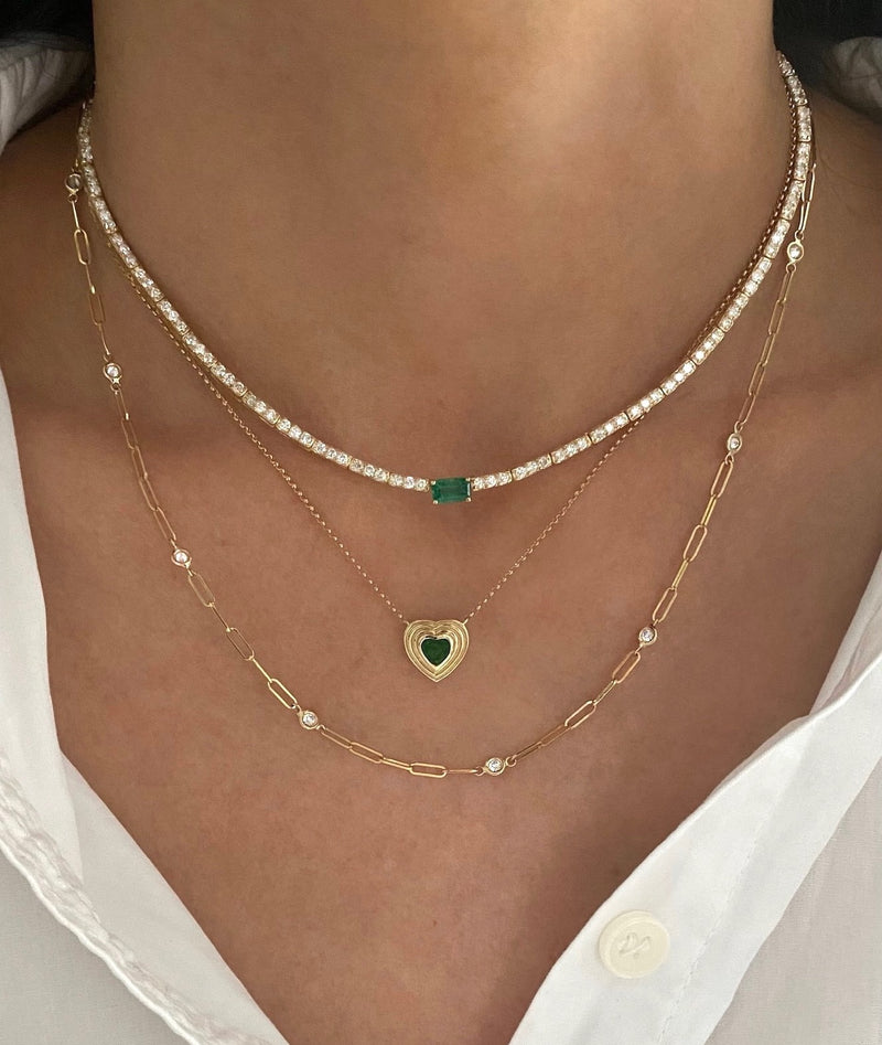 Emerald and Gold Fluted Heart