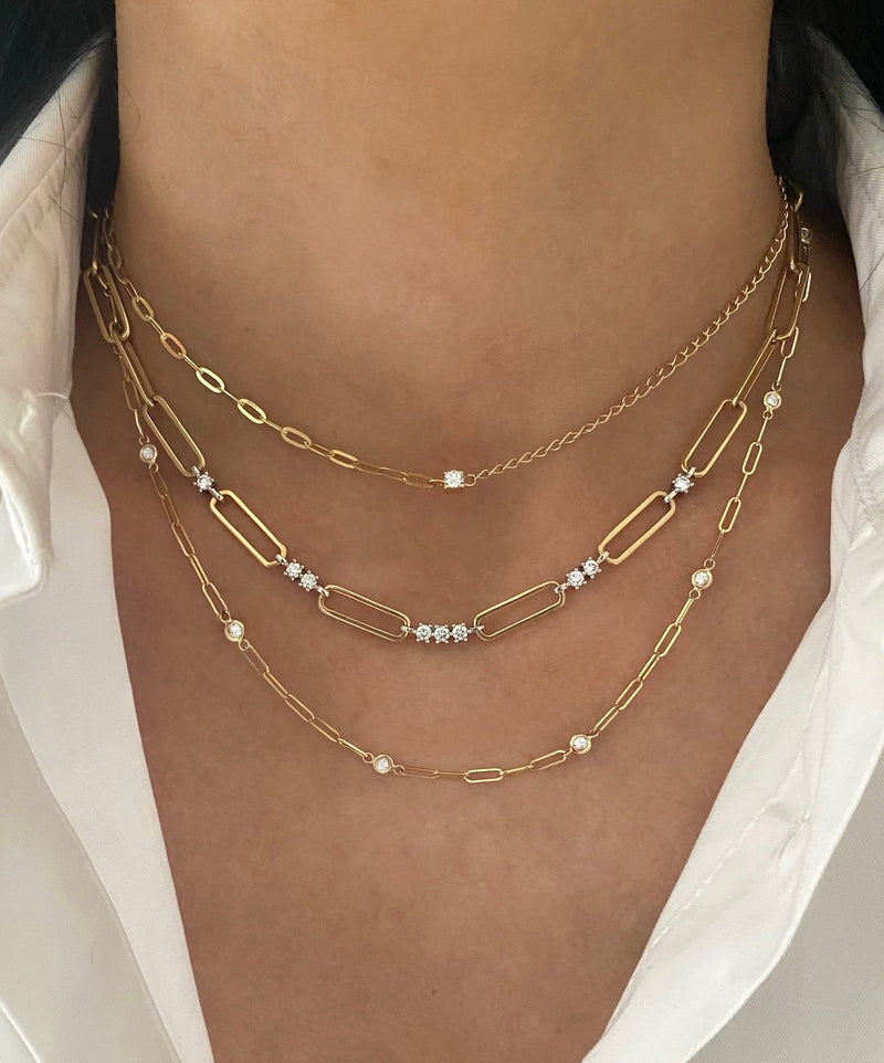 Mixed Chain and Petite Diamond Necklace