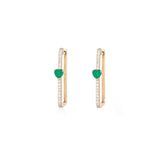 Rectangular Emerald Heart Earrings